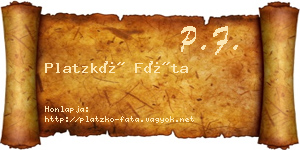 Platzkó Fáta névjegykártya